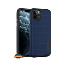 For Apple iPhone 11 (6.1") Texture Brushed Line Shockproof Rugged Shield Non-Slip Hybrid Dual Layers Soft TPU   Hard PC Back Phone Case Cover by Xpression - Navy Blue