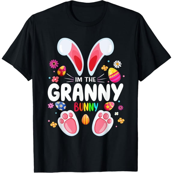 Mens I'm The Granny Bunny Matching Family Easter Party T-Shirt men and women can wear, black, white, gifts