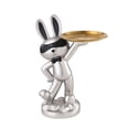 thumbnail image 3 of Nordic Rabbit Figurine, Sundries Organizer Resin Display Holder Jewelry Trinket Tray Animal Statue for Restaurant Desktop Bedroom Home Decor Argent, 3 of 9