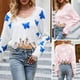 thumbnail image 3 of Mujeres Crop KnittingTops Suéter suelto Manga larga Mariposa destruida Tops casuales Abanopi Blanco/Medio, 3 of 7