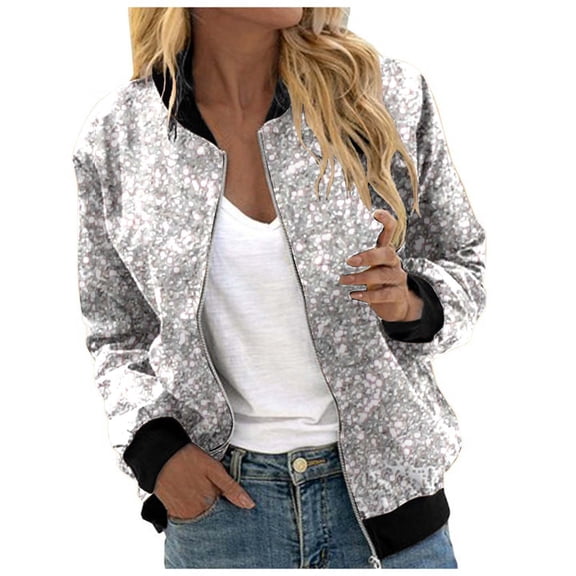 Women's Sequin Print Cardigan Jacket - Sparkly Open Front Long Sleeve Shiny Blouse for Casual Party