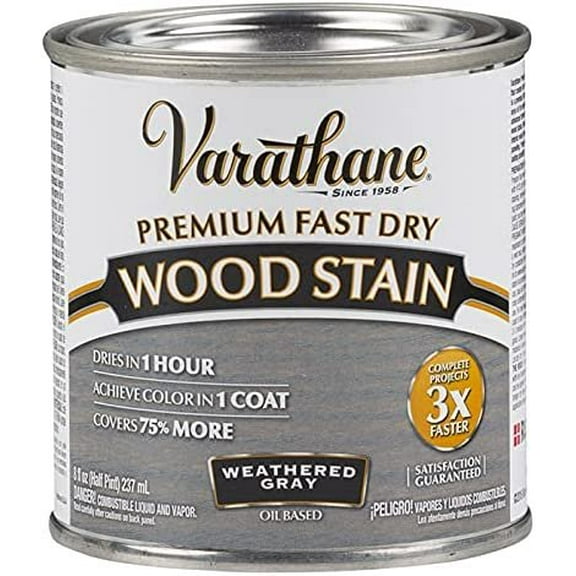 1/2 pt Rust-Oleum 269398 Weathered Gray Varathane Premium Fast Dry Wood Stain Pack of 1