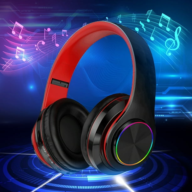 Auriculares Bluetooth RGB con Luz Respiratoria Over-Ear Negros y Rojos