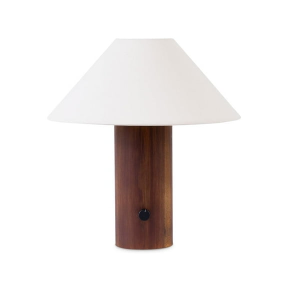 Oakley 14" Mid-Century Modern LED Table Lamp with Wooden Base in Walnut Finish
