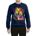 thumbnail image 3 of Smiling Dog | Colorful Neon Golden Retreiver | Dean Russo Art Animal Lover Unisex Crewneck Sweatshirt, Vintage Heather Navy, Small, 3 of 6