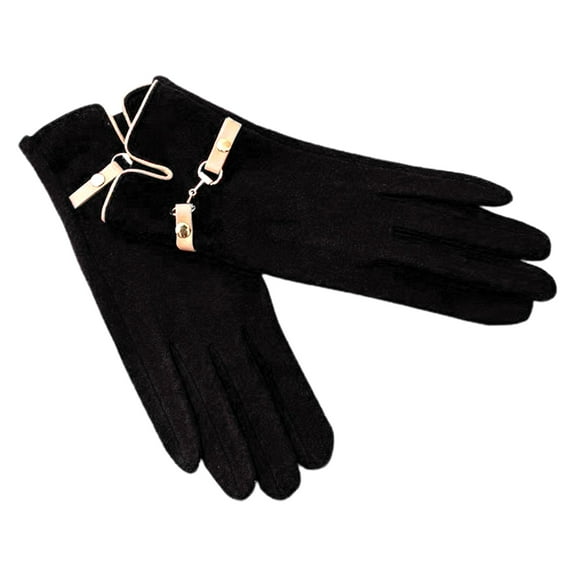 GROFRY 1 Pair Women Gloves Plush Thicken Buckle Highly Warm Cycling Mittens for Skating