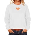 thumbnail image 2 of Cowsor Womens Hollow Heart Cutout Crewneck Sweatshirt Thin Lightweight Long Sleeve Loose Fit Solid Casual Spring Summer Pullover Tops, 2 of 8