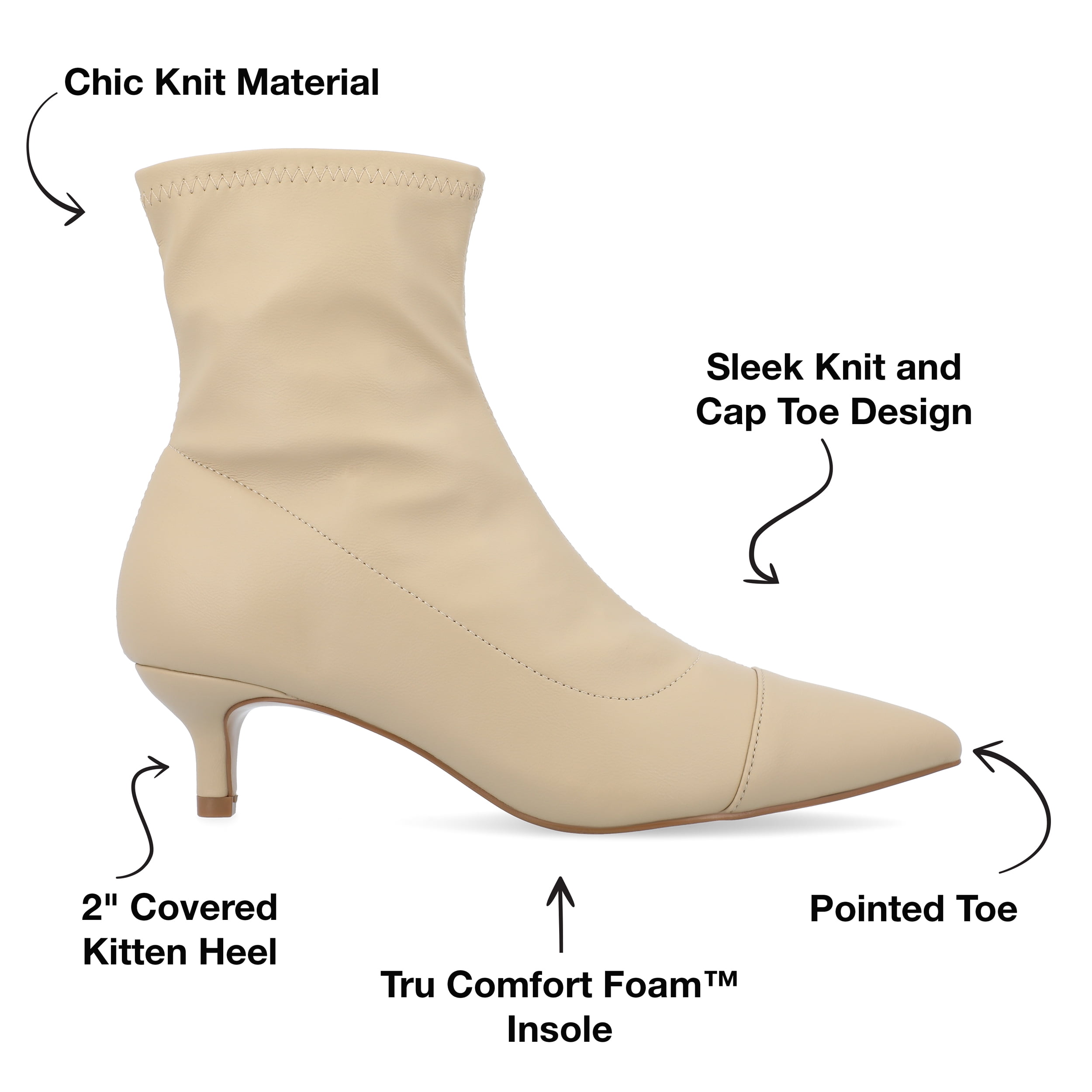 Journee Collection Womens Jadde Tru Comfort Foam Pull On Kitten Heel Bootie