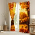 thumbnail image 3 of Feelyou Kawaii Orange Cat Curtains Pack of 2 (42x84 Each) for Kids, Autumn Leaf Pumpkin Curtains Blackout, Cute Cartoon Kitten Animal Bedroom Curtains, Living Room Curtains Decor, 3 of 6