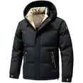 thumbnail image 2 of Mens Thicken Quilted Jacket Warm Windproof Hooded Winter Jackets Zip Up Coats Insulated with Pockets Casual Outdoor Outerwear ,Black,XXL, 2 of 9