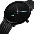 thumbnail image 2 of Reloj para hombre, relojes de pulsera de lujo ultrafinos negros para hombres de negocios, reloj de pulsera resistente al agua con banda de malla, 2 of 5