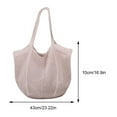 thumbnail image 3 of Women Knitted Tote Handbag Large Capacity Solid Color Shoulder Bag Hollow Out Crochet Shopping Handbag Summer Beach Bag (Beige), 3 of 5