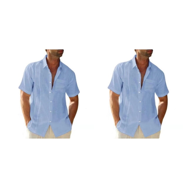 Minnieouse Camisa con botones de estilo informal para hombre, camisa de verano para niños, fiesta en la piscina, Color sólido, camisetas Azul claro SG 2Conjunto
