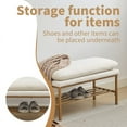 thumbnail image 3 of End of Bed Bench with Shelf Linen Upholstered Storage Shoe Bench Modern Bedroom Bench with Metal Legs for Living Room Entryway Dining Room Beige, 3 of 7