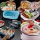 thumbnail image 5 of Xiao Hua Fiambrera de acero inoxidable 304 a prueba de fugas, lonchera, contenedor de almuerzo de metal, 4 compartimentos, gran capacidad de 1,2 L, con vajilla para niños y adultos (rosa), 5 of 5