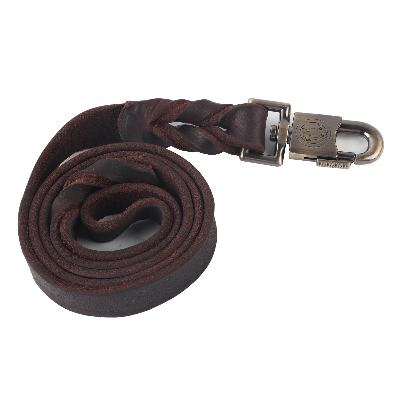 M Buder Soft Leather Dog Collar & Leash Set Braided Pet Chain, Brown, 1 in x 4 ft (2.5 x 120cm)