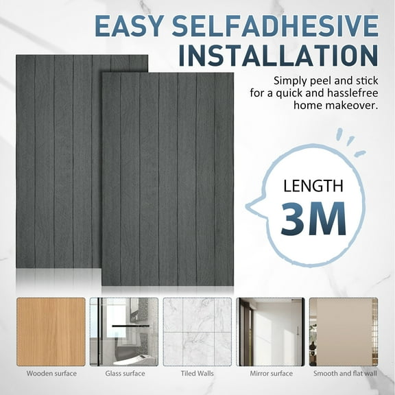 Peel and Stick Wall Panels, 118" x 15.7" Faux 3D Wood Slat Wallpaper, Wall Panel Waterproof for Interior Wall Decor