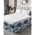 thumbnail image 4 of Retro Blue Bed Skirt King Size 18" Drop Abstract Art Paint Texture Ruffled Wrap Around Bed Skirts Adjustable Elastic Bedskirt Dust Ruffle for King Size Bed, 4 of 7