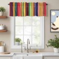 thumbnail image 2 of Mexican Stripes Valance Curtain Rainbow Colorful Stripe Gradient Window Valances Rod Pocket Short Curtains Window Treatments for Kitchen Bedroom Bathroom Laundry 56" x 16", 2 of 9