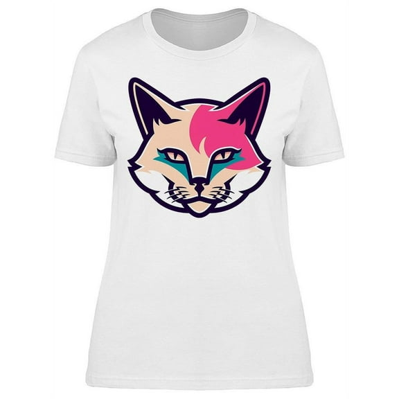 Cat Face Feline Colors T-Shirt Women -Image by Shutterstock, Female Small