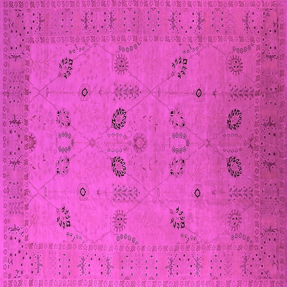 Ahgly Company Indoor Square Oriental Pink Traditional Area Rugs, 5' Square