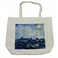 thumbnail image 1 of Landscape Shopping Bag, Hills Under Cloudy Sky with the Reflection of Moon Vivid Landscape Print, Eco-Friendly Reusable Bag for Groceries Beach and More, 15.5" X 14.5", Cream, by Ambesonne, 1 of 2