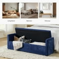 thumbnail image 3 of 59" Storage Bench Upholstered Bed End Foot Stool 2 Throw Pillows Bedroom Entryway Living Room Navy, 3 of 8