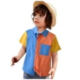 thumbnail image 2 of WOYY Toddler Boy Short Sleeve Button-Down Shirt Summer Casual Color Block Shirt, Sizes 1-6, 2 of 8