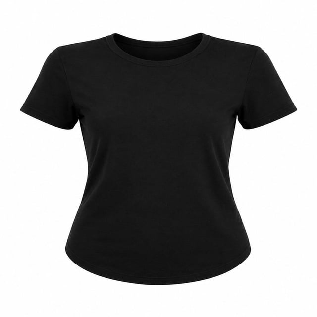 Playera Simply Basic para Mujer, Manga Corta Escote Redondo Negro Talla M