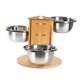 thumbnail image 3 of Comedero Elevado para Perros y Gatos Estación Alimentadora Ajustable con Triple Tazón de Acero Inoxidable Estructura Estable de Madera Antideslizante, 3 of 9
