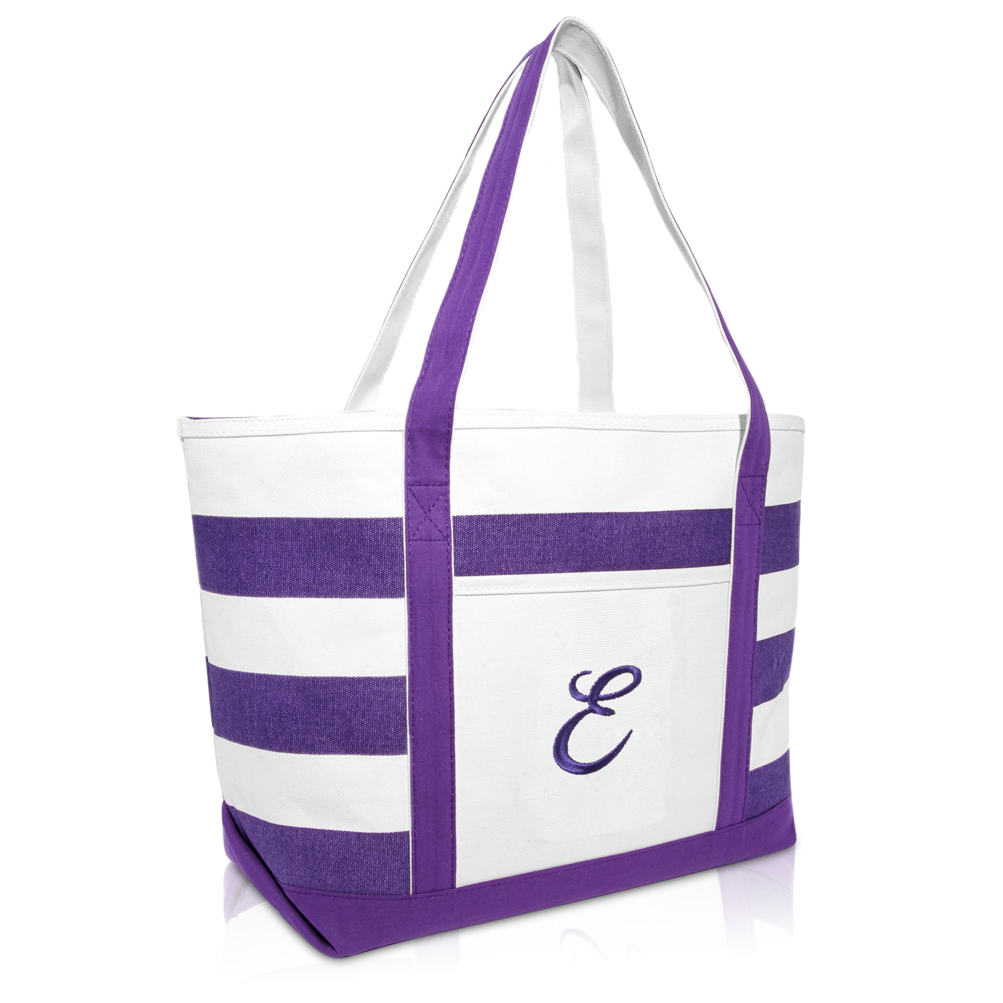 DALIX Monogrammed Beach Bag and Totes for Women Personalized Gifts Purple E - 0