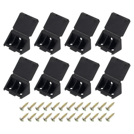 8 Pcs 90 Degree Plastic Corner Braces, 22x42.5x22mm Shelf Right Angle Brackets with Screws, Black