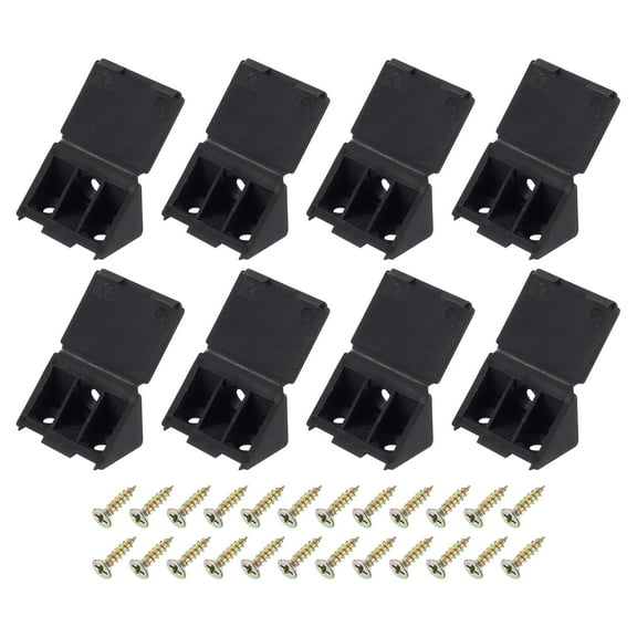 8 Pcs 90 Degree Plastic Corner Braces, 22x42.5x22mm Shelf Right Angle Brackets with Screws, Black