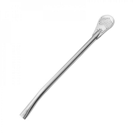 

Pretty Comy 1PC 304 Stainless Steel Straw Spoon Reusable Coffee Mixing Spoon Hot Drink Spoon Residue Juice Flower Tea Filter Horse Tea Spoon Silver