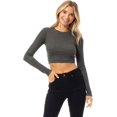 thumbnail image 3 of ORUYROP Women's Solid Long Sleeve Round Neck Crop T Shirt Top, 3 of 6
