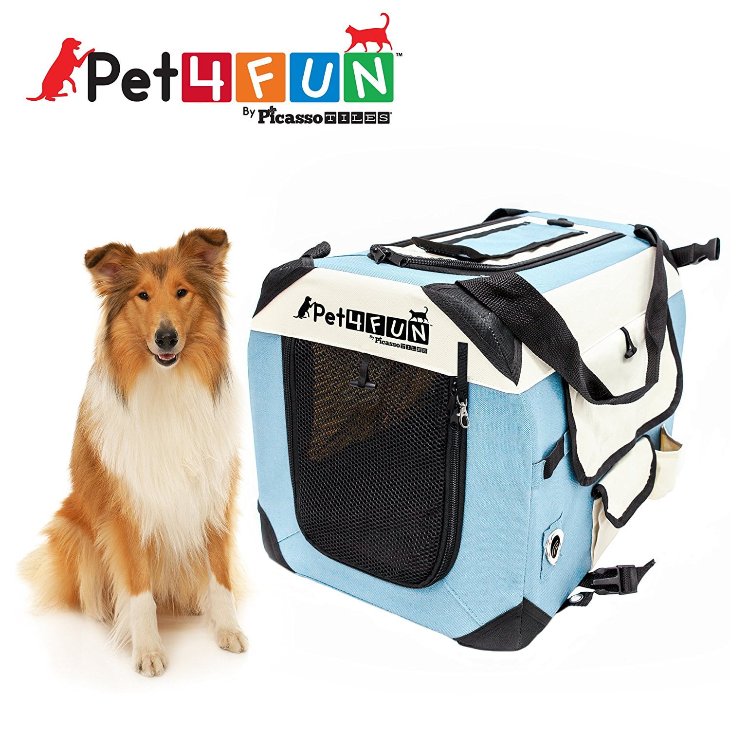 Pet4Fun PN952 Foldable Travel Crate Pet Carrier for Cat or Dog (Large