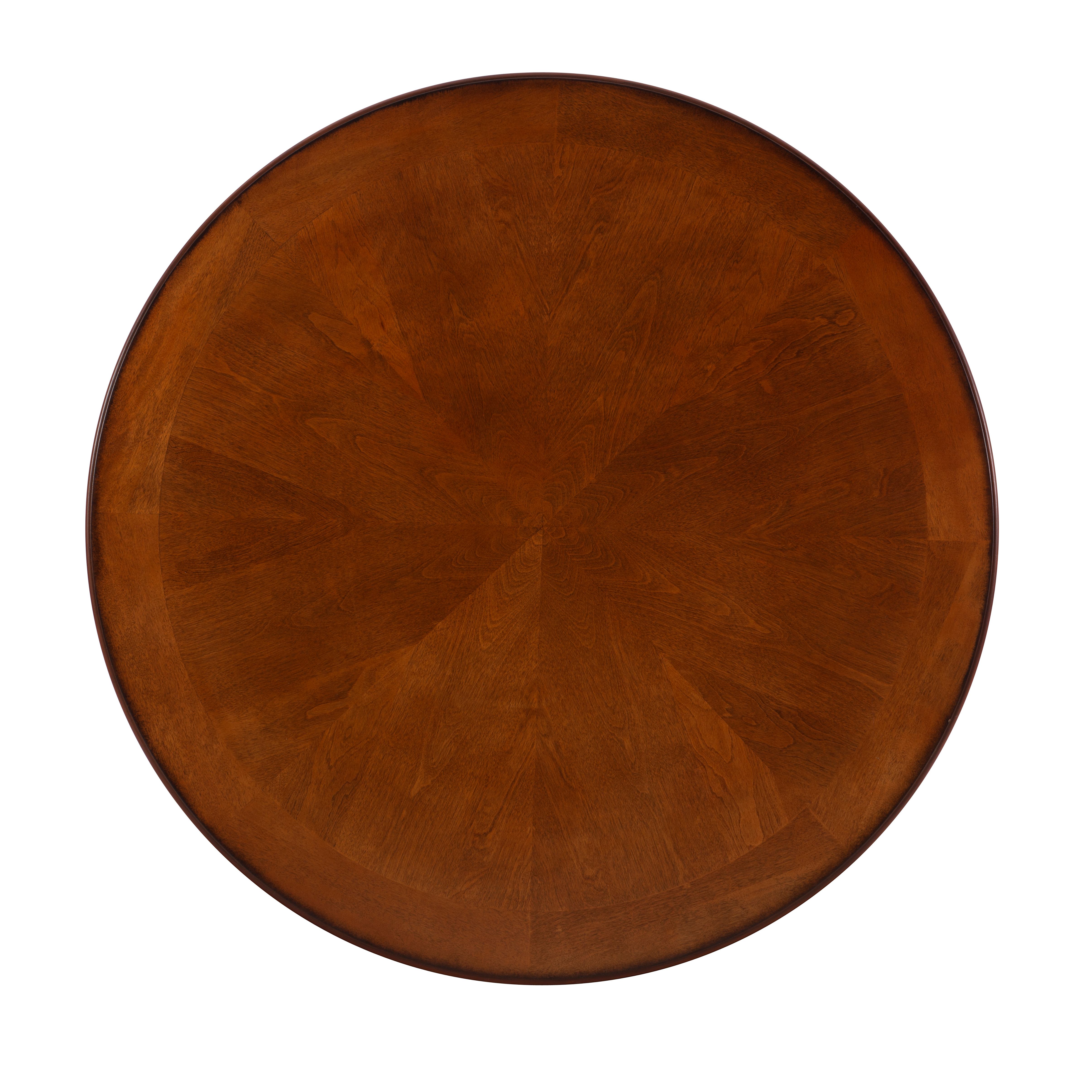 Roselyn 45" Round Dining Table, Brushed Faux Medium Cherry Wood with "Matte Pewter and Bronze" Metal