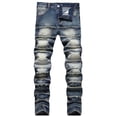thumbnail image 2 of Edvintorg Mens Slim Straight Fit Denim Jeans Fashion Trend Men's Micro Elastic Slim Straight Leg Jeans Casual Pants, 2 of 6