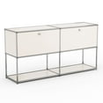 thumbnail image 4 of Raffle Pinker Freestanding Storage Cabinets 2-Layer Metal Cabinets with 2 Doors and Shelves for Garage,Living Room,White, 4 of 9