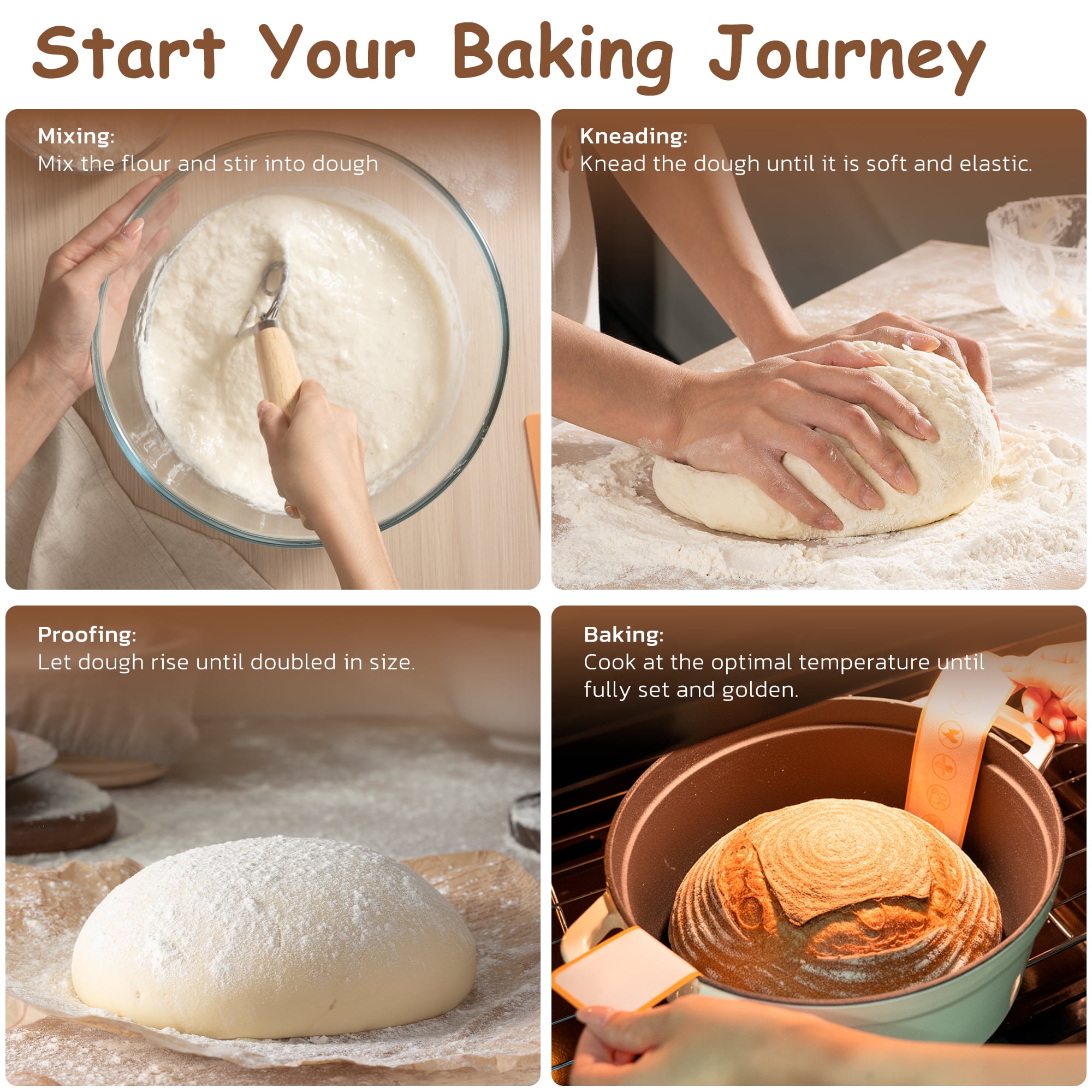 Astercook Sourdough Starter Kit, 56-Piece Bread Making Kit with Round & Oval Bread Proofing Baskets, Complete Sourdough Bread Baking Supplies Set, Perfect Gifts for Beginners & Home Bakers