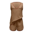 thumbnail image 6 of Bibifish Women Two Piece Sets V Neck Sleeveless Tops Elastic Waist Pocket Shorts Casual Summer Beach Vacation Matching Outfits, 6 of 6