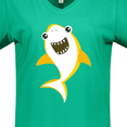 thumbnail image 4 of Inktastic Cute Shark, Little Shark, Yellow Shark, Sea Animal Women's V-Neck T-Shirt, 4 of 5