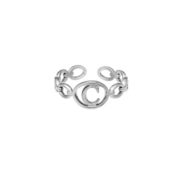 Anillo de 26 letras chapado en acero de titanio, anillo de dedo índice con apertura en inglés, anillo hueco Wmkox8yi sjalhkljlk1992