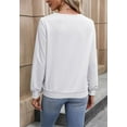 thumbnail image 5 of Solid Color Pleated V Neck Long Sleeve Basic Sweater for Women White Medium, 5 of 5