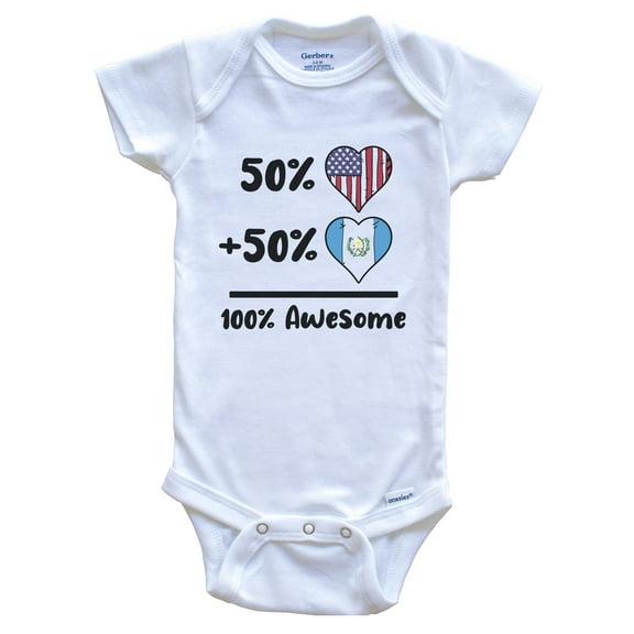 50% American 50% Guatemalan 100% Awesome Guatemala Heart Flag Baby Bodysuit