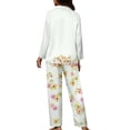 thumbnail image 5 of Kuiaobaty Cat Flower Print Women's 2 Piece Outfits Pajama Set Long Sleeve Top Wide Leg Pants with Pockets Loungewear Comfy Nightgown Plus Size, XL, 5 of 7