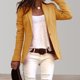 thumbnail image 5 of Blusa Mangas Largas Blazer casual para mujer Color caramelo Moda Trabajo Oficina Chaquetas Ropa femenina (Amarillo XL) Ygjytge Amarillo T XL para Mujer, 5 of 7