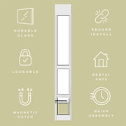 Hakuna Pets Small White Glass Sliding Door Patio Pet Door, With Lockable Flap, Suitable for Most Sliding Doors