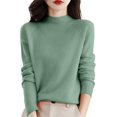 thumbnail image 3 of Women's Mock Neck Raglan Sleeve Sweater, Loose Fit Pullover Top, Solid Color Casual Sweater, Oversized Slouchy Top, Fall Winter Everyday Wear, Long Sleeve Pullover Light Green M, 3 of 9