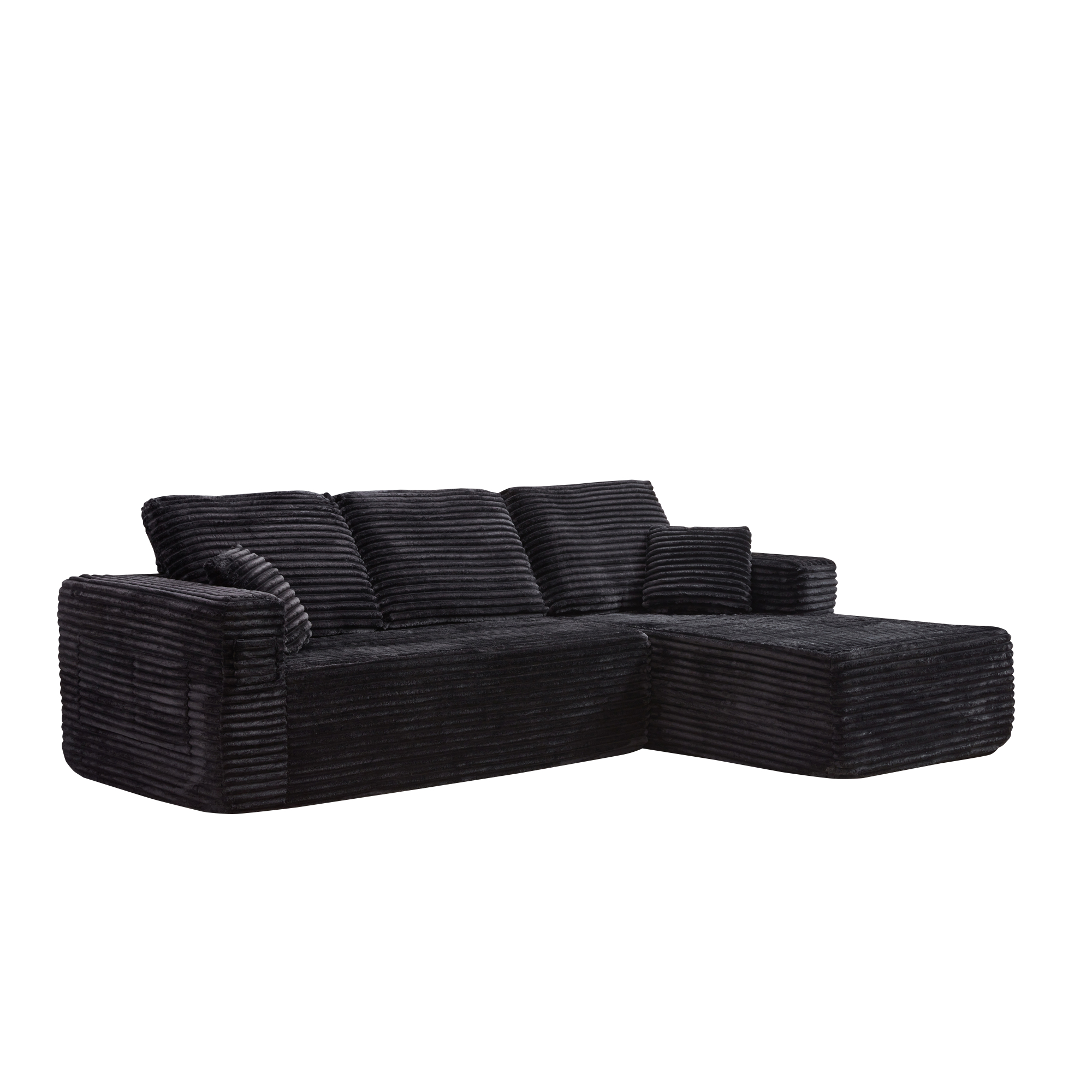 HOQBN 100.39" Cloud Sectional Couch with R-Shape Chaise,Modern Modular Sofa with Deep Seat,No Assembly Required,Compressed Packaging for Living Room Black